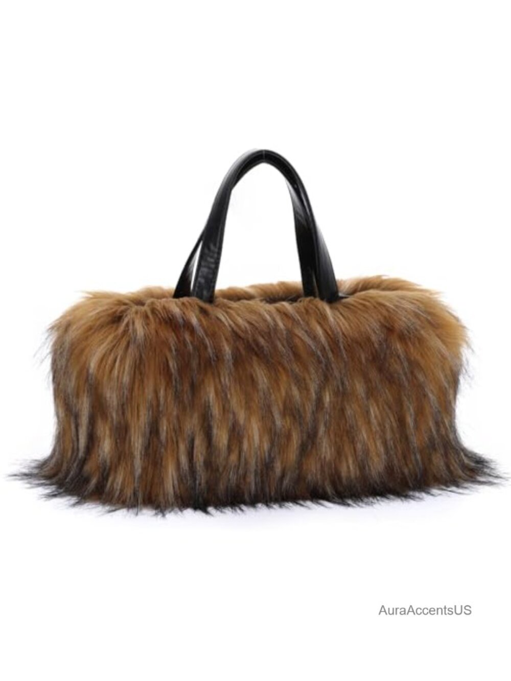 Faux Fur Tote Bag Lightweight Zip Pocket Fits 13" Laptop Y2K Winter Purse
